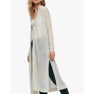 AllSaints Fleur Cardigan Long Sleeved Duster Sheer Cream Sweater - Size S